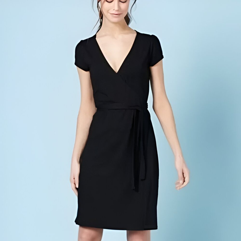 Boden Classic Sexy V-Neck Wrap Cap Short Sleeve Soft Stretchy Wrap Dress XS 2